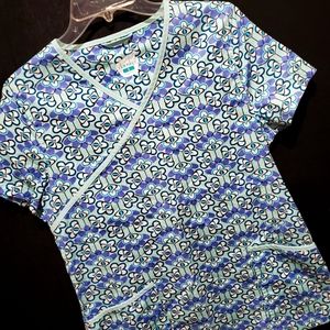 Dansko Short Sleeve V-neck Print Scrub Top Size S